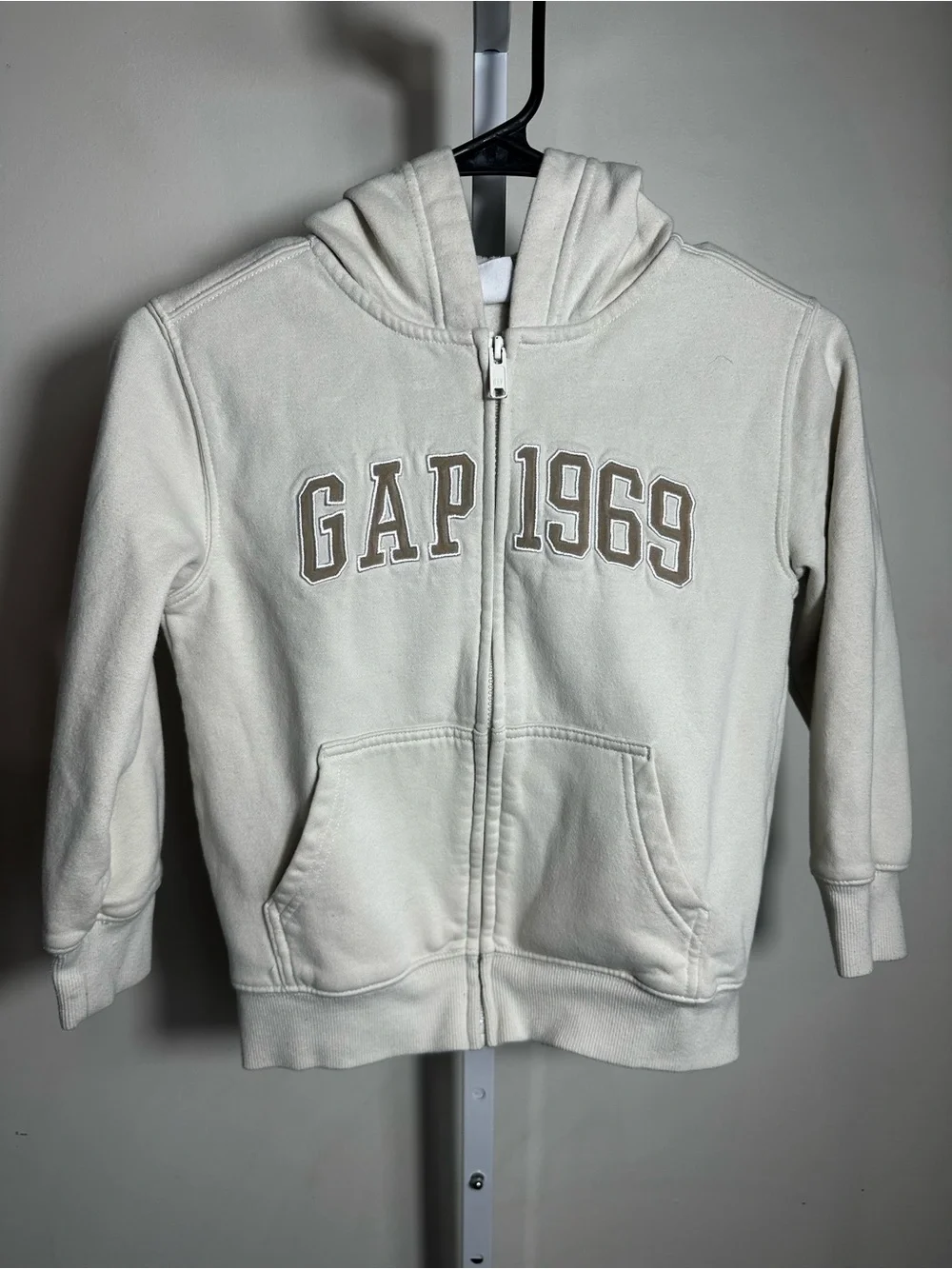 S139. GAP Kids Cream Zip-Up Hoodie with GAP 1969 Chest Logo